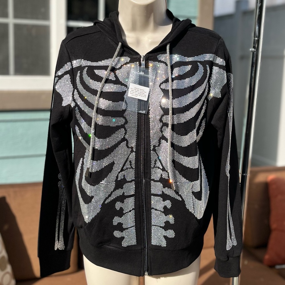 SMALL SKELETON BLING HOODIE 💎